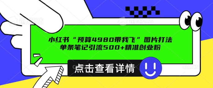 小红书图片引流打法，一张图片引爆创业粉 私信回不完，单条笔记引流500+精准创业粉-赚钱网