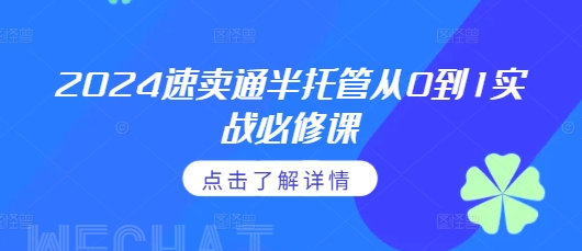 2024速卖通半托管从0到1实战必修课，掌握通投广告打法、熟悉速卖通半托管的政策细节-赚钱网
