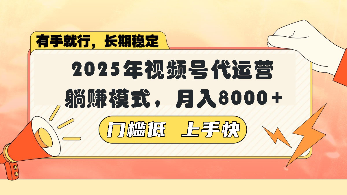 （14201期）视频号带货代运营，躺赚模式，小白单月轻松变现8000+-赚钱网