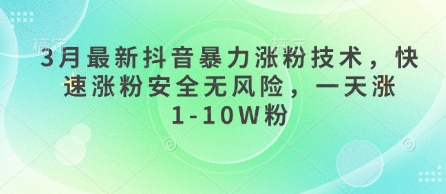 3月最新抖音暴力涨粉技术，快速涨粉安全无风险，一天涨1-10W粉-赚钱网
