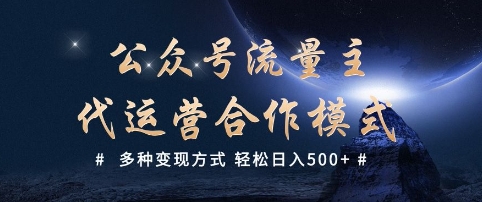 公众号流量主代运营  多种变现方式 轻松日入5张【揭秘】-赚钱网