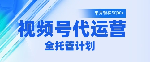 视频号代运营2.0，全程托管招募，单月轻松变现5k【揭秘】-赚钱网