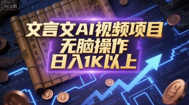文言文AI视频项目，无脑操作，日入1K以上-赚钱网