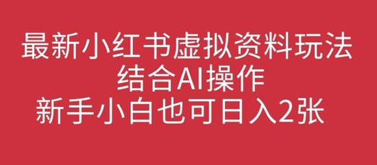 最新小红书虚拟资料玩法结合AI操作，新手小白也可日入2张-赚钱网