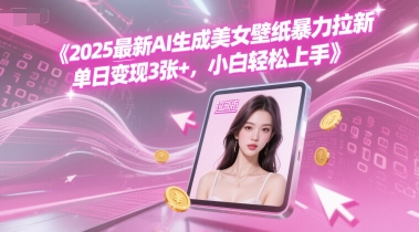 2025最新AI生成美女壁纸暴力拉新, 单日变现3张+，小白轻松上手-赚钱网
