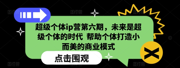 超级个体ip营第六期，未来是超级个体的时代  帮助个体打造小而美的商业模式-赚钱网