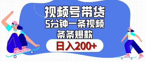 视频号橱窗带货，日入200+，条条火爆简单制作，一条视频5分钟搞定-赚钱网