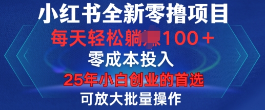 小红书全新纯零撸项目，只要有号就能玩，可放大批量操作，轻松日入100+【揭秘】-赚钱网