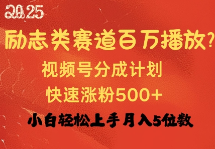 励志类赛道也能百万播放，快速涨粉500+视频号变现月入过W-赚钱网