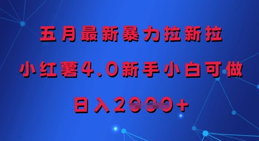 五月最新暴力拉新拉，小红薯4.0新手小白可做，日入多张-赚钱网