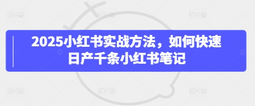 2025小红书实战方法，如何快速日产千条小红书笔记-赚钱网