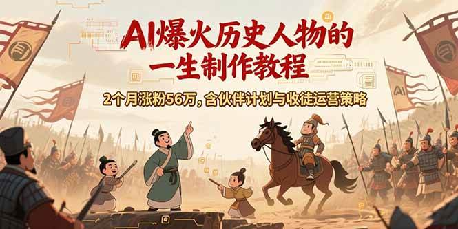 （15336期）AI历史人物赛道课程，2个月涨粉56万，含伙伴计划与收徒运营策略-赚钱网