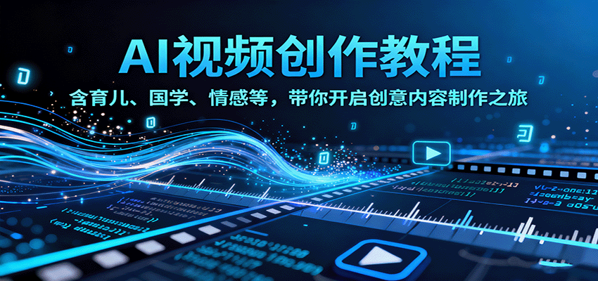 AI视频创富课，含育儿、国学、情感等，带你开启创意内容制作之旅-赚钱网