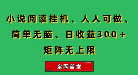 小说挂G阅读，人人可做，简单无脑，一天收益3张+矩阵无限上，全网首发【揭秘】-赚钱网