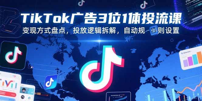 （15460期）TikTok广告3位1体投流课，变现方式盘点，投放逻辑拆解，自动规则设置-赚钱网