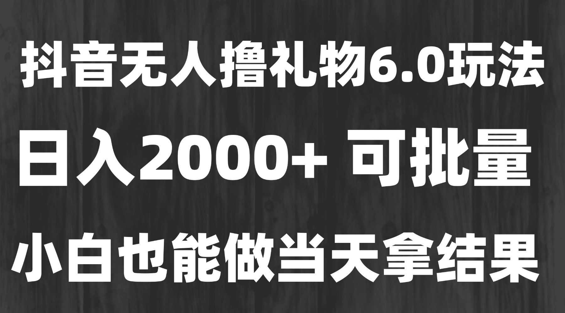 最新风口暴力撸金技术，无人撸礼物，长期稳定 一天收益2000+，小白当天…-赚钱网