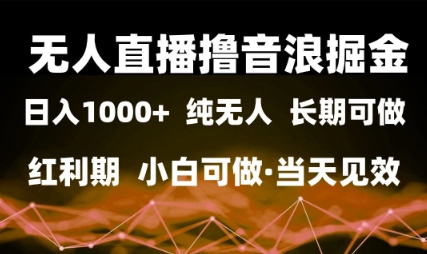 无人直播撸音浪掘金，日入1k+，纯无人红利期，小白可做，当天见效【揭秘】-赚钱网