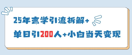 25年国学引流拆解+单日引200人+小白当天就能变现-赚钱网