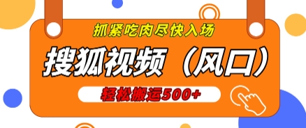 搜狐视频，新风口，1天200-500收益，抓紧吃肉!-赚钱网