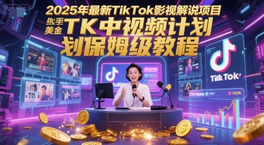 2025年最新TikTok影视解说项目，新手也能挣美金，TK中视频计划保姆级教程-赚钱网