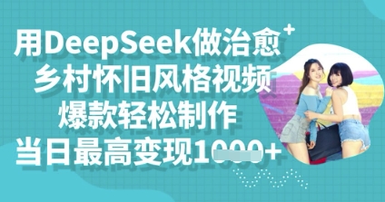 用DeepSeek做治愈乡村怀旧风格视频，爆款轻松制作，当日最高变现多张-赚钱网