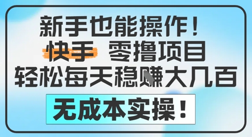 新手也能操作，快手零撸挣米，轻松每天挣2-5张，完全无成本-赚钱网