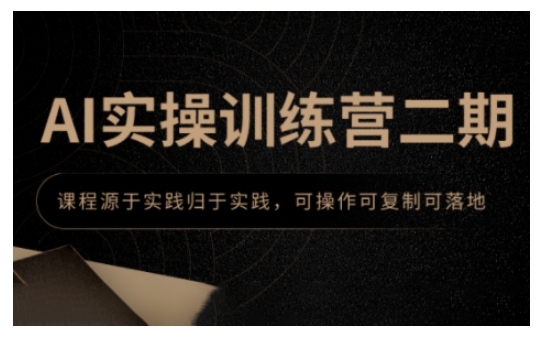 AI实操训练营二期，课程源于实践归于实践，可操作可复制可落地-赚钱网