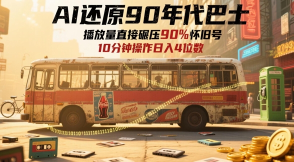 AI还原90年代巴士，一帧就让70后泪崩，播放量直接碾压90%怀旧号，每天操作十分钟，日入四位数-赚钱网