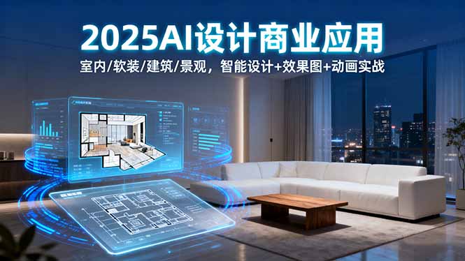 2025AI设计商业应用：室内/软装/建筑/景观，智能设计+效果图+动画实战-赚钱网