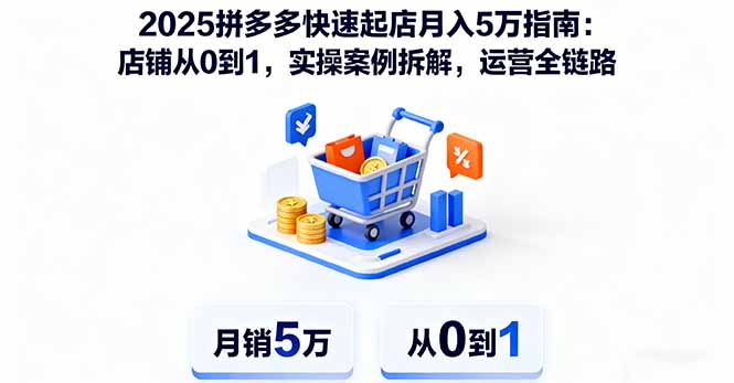 2025拼多多快速起店月入5万指南：店铺从0到1，实操案例拆解，运营全链路-赚钱网
