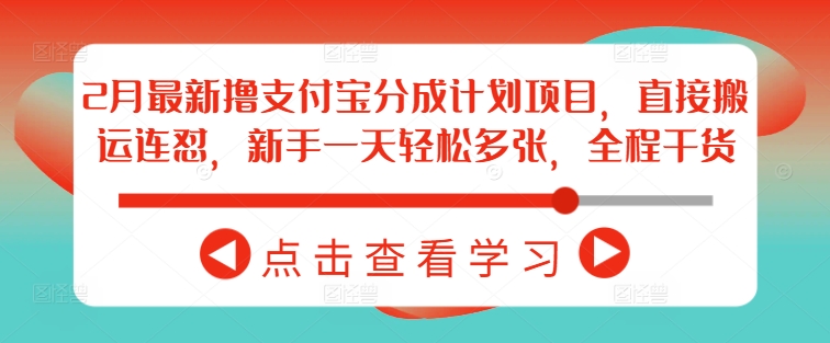 2月最新撸支付宝分成计划项目，直接搬运连怼，新手一天轻松多张，全程干货-赚钱网